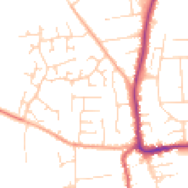 Daytime road noise heatmap for IP28 7JS