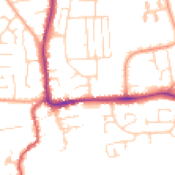 Daytime road noise heatmap for IP28 7LN