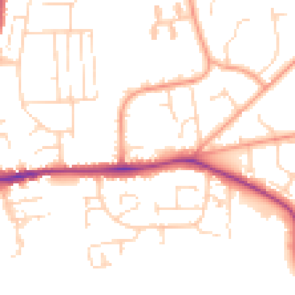 Daytime road noise heatmap for IP28 7NL