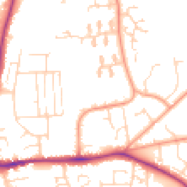 Daytime road noise heatmap for IP28 7PB