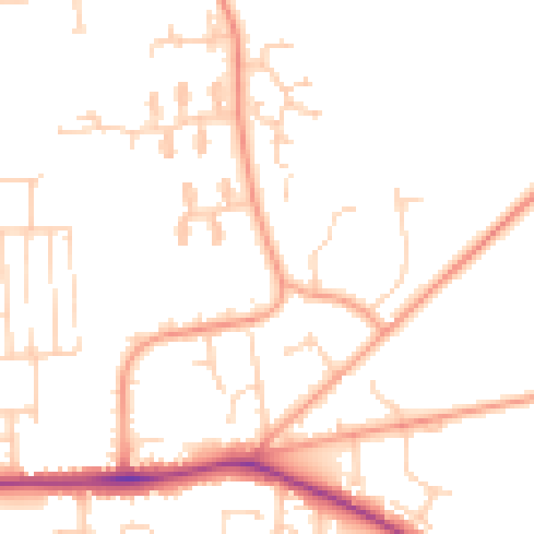 Daytime road noise heatmap for IP28 7PH