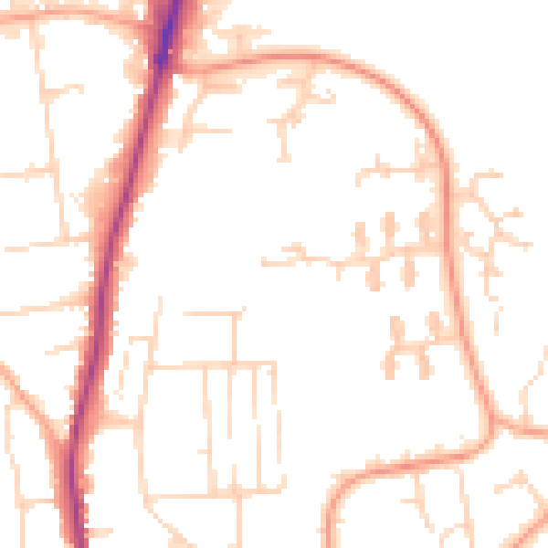 Daytime road noise heatmap for IP28 7QE