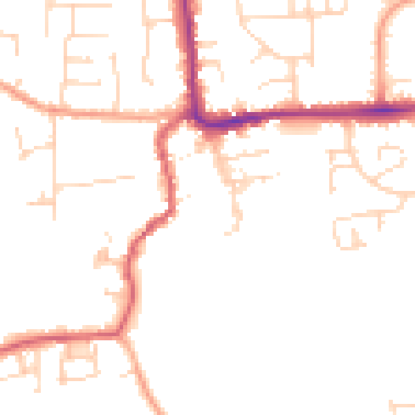 Daytime road noise heatmap for IP28 7QG