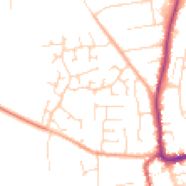 Daytime road noise heatmap for IP28 7QR