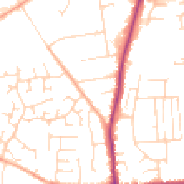 Daytime road noise heatmap for IP28 7QZ
