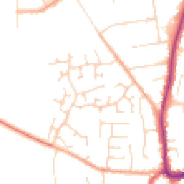 Daytime road noise heatmap for IP28 7RJ