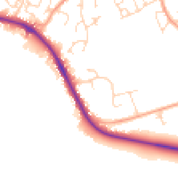 Daytime road noise heatmap for IP28 8BF