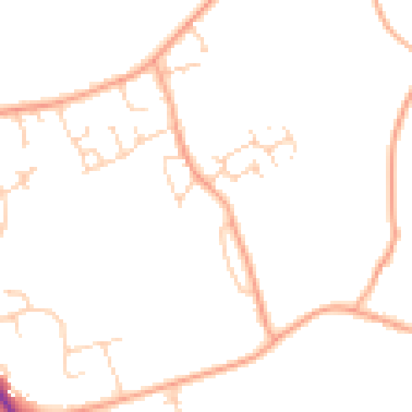 Daytime road noise heatmap for IP28 8BH