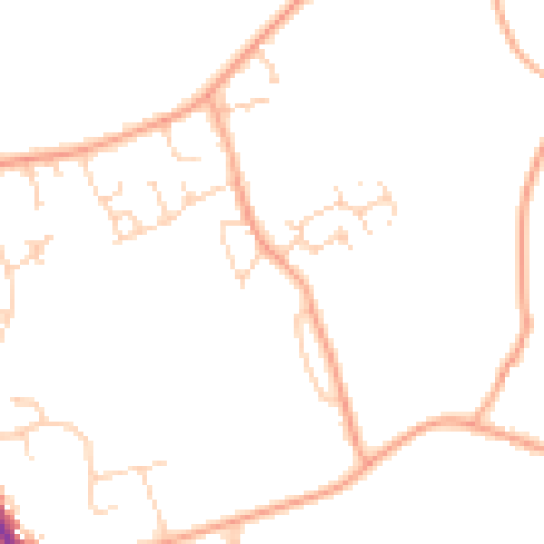 Daytime road noise heatmap for IP28 8BQ