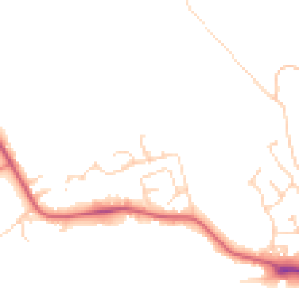 Daytime road noise heatmap for IP28 8DJ