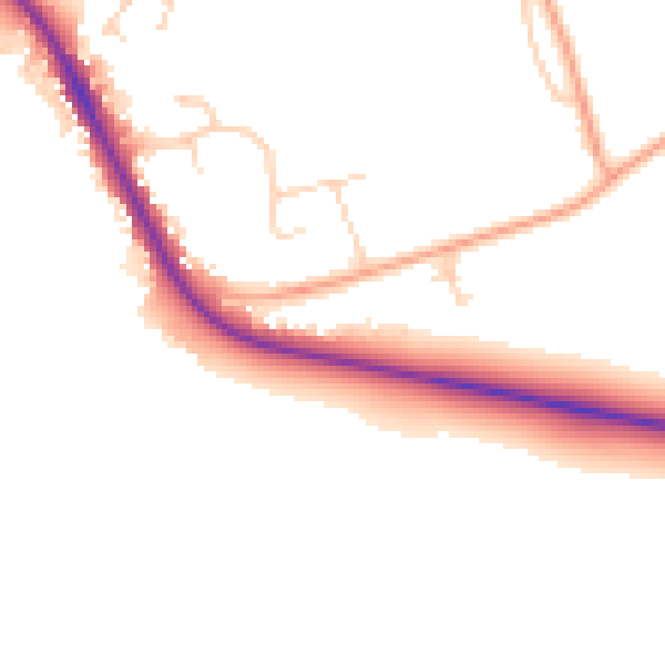 Daytime road noise heatmap for IP28 8ED
