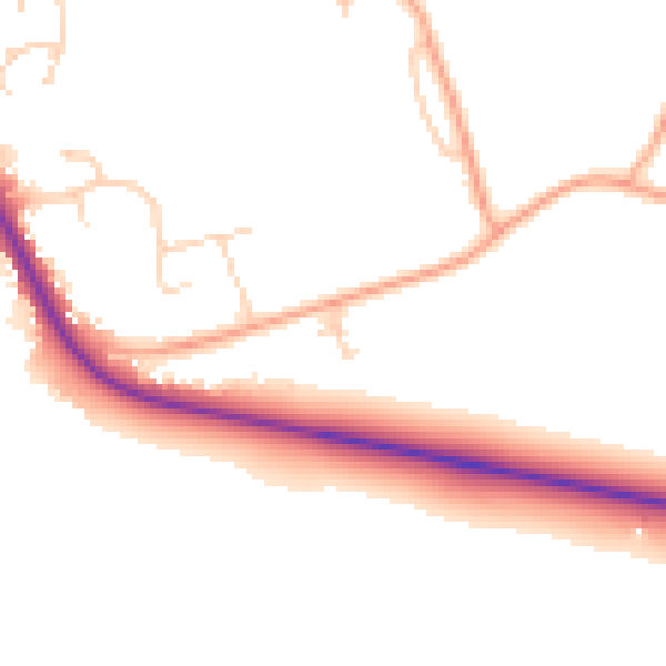 Daytime road noise heatmap for IP28 8HQ