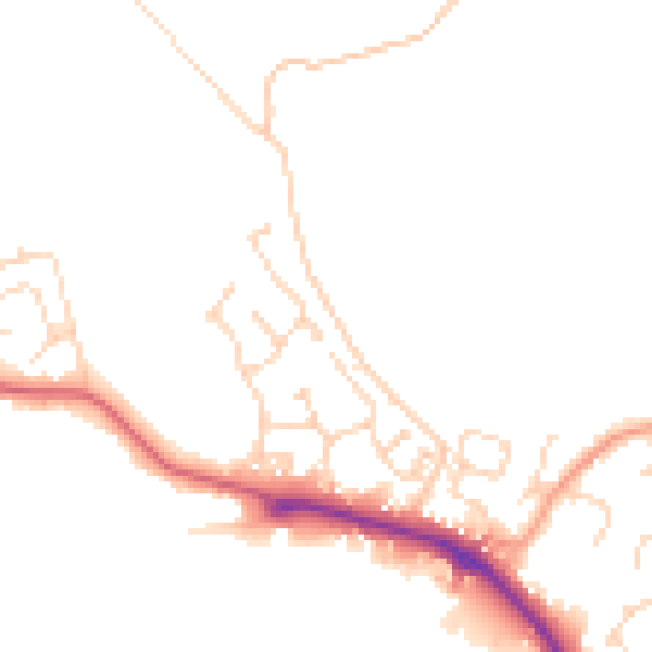 Daytime road noise heatmap for IP28 8SY