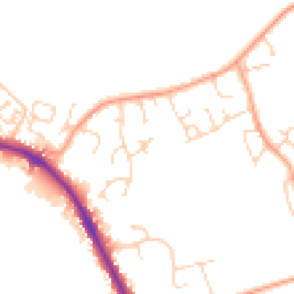 Daytime road noise heatmap for IP28 8UE