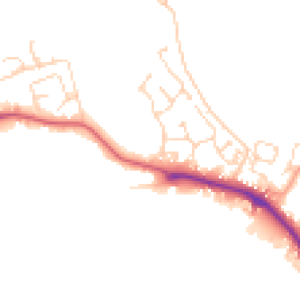 Daytime road noise heatmap for IP28 8YD