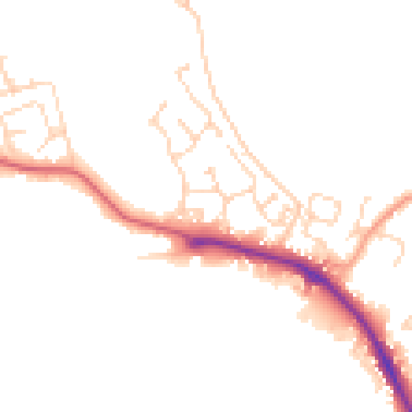 Daytime road noise heatmap for IP28 8YN