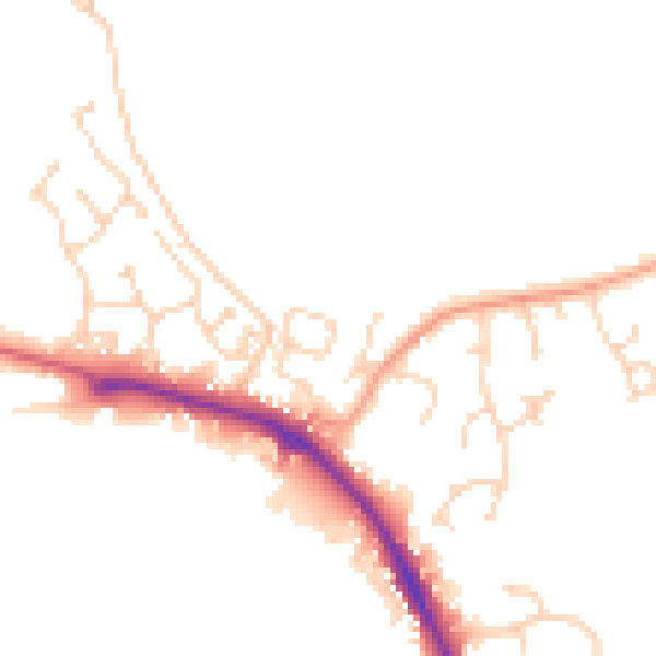 Daytime road noise heatmap for IP28 8ZH