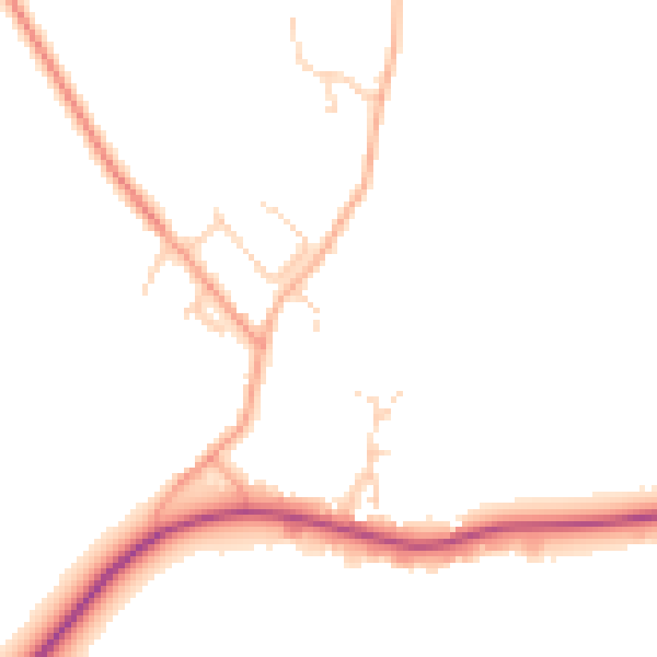 Daytime road noise heatmap for IP29 4UJ