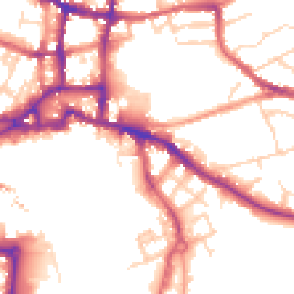 Daytime road noise heatmap for IP3 0AE