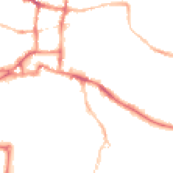 Night-time road noise heatmap for IP3 0AE