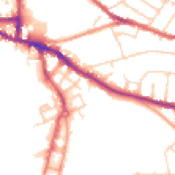 Daytime road noise heatmap for IP3 0AN