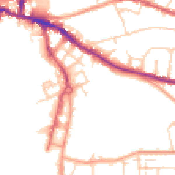 Daytime road noise heatmap for IP3 0AW