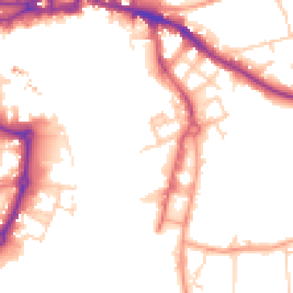 Daytime road noise heatmap for IP3 0BB