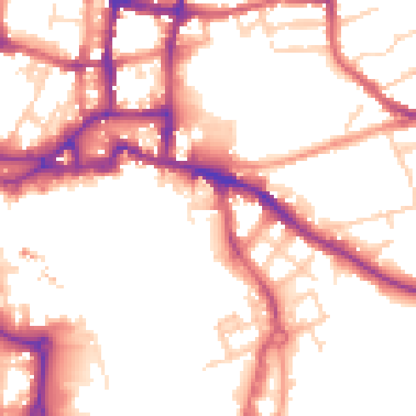 Daytime road noise heatmap for IP3 0BL