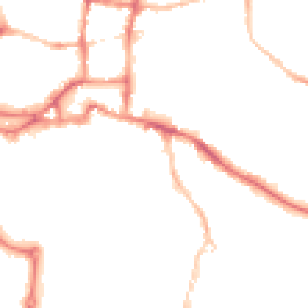 Night-time road noise heatmap for IP3 0BN