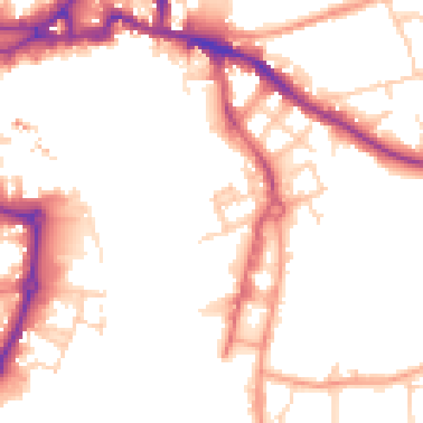 Daytime road noise heatmap for IP3 0BU