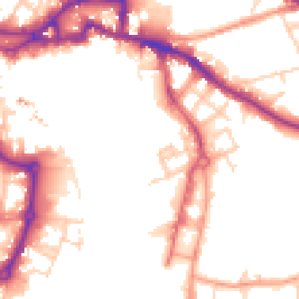 Daytime road noise heatmap for IP3 0BW