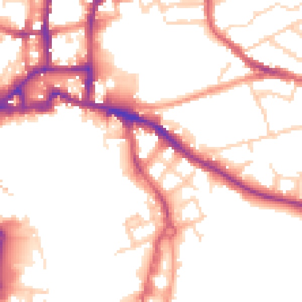 Daytime road noise heatmap for IP3 0DJ