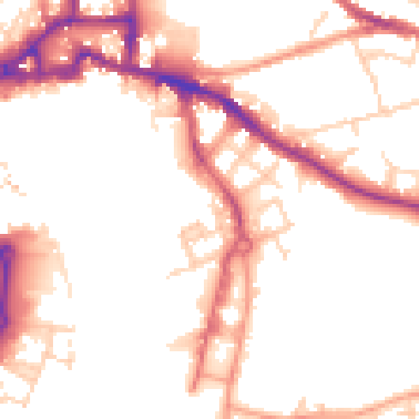 Daytime road noise heatmap for IP3 0DT