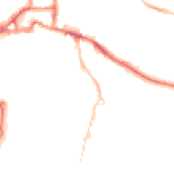 Night-time road noise heatmap for IP3 0DT