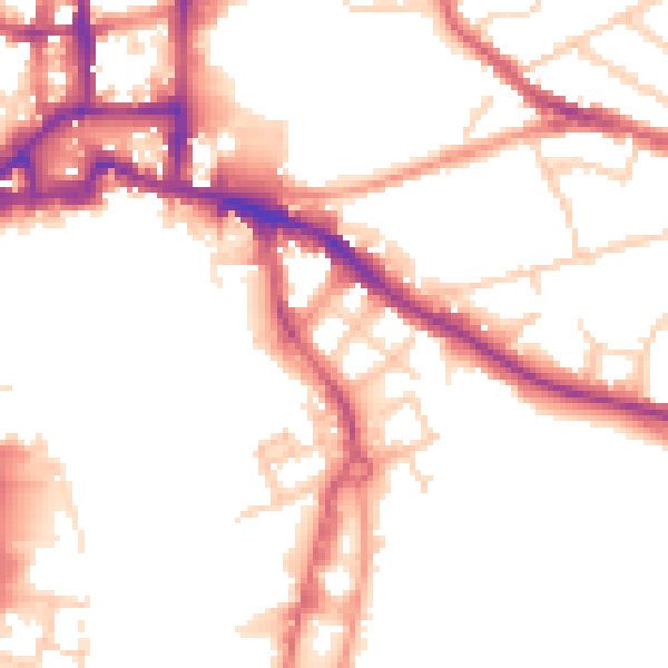 Daytime road noise heatmap for IP3 0DW