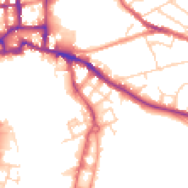 Daytime road noise heatmap for IP3 0DX