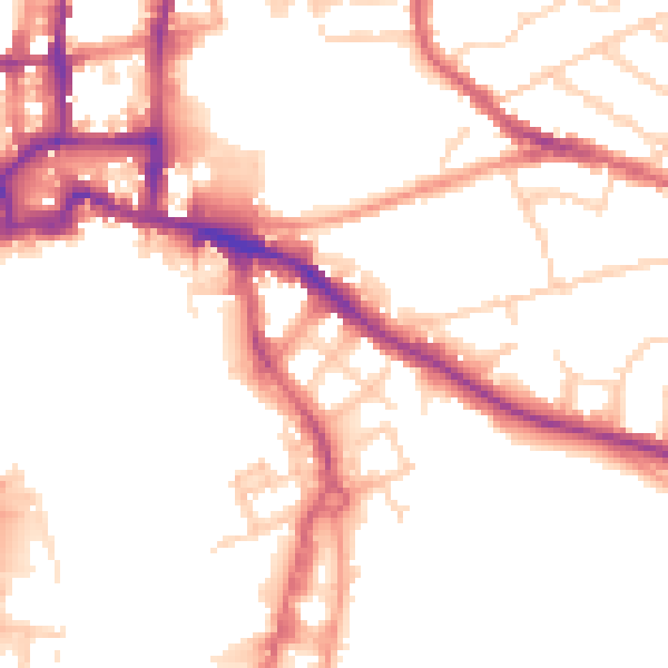 Daytime road noise heatmap for IP3 0DY