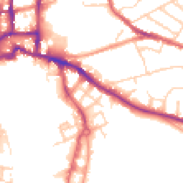 Daytime road noise heatmap for IP3 0DZ