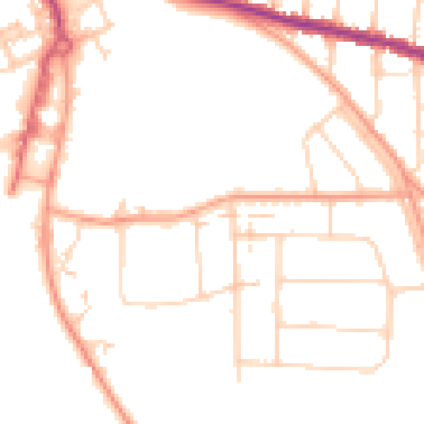 Daytime road noise heatmap for IP3 0PQ