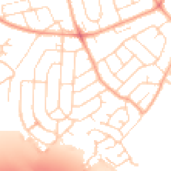 Daytime road noise heatmap for IP3 0RN