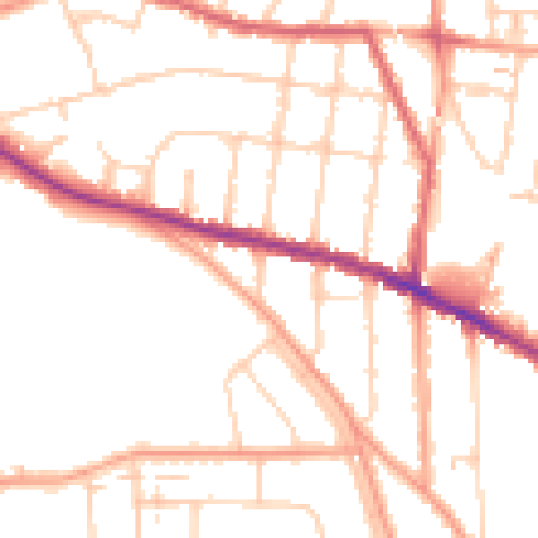 Daytime road noise heatmap for IP3 8EQ