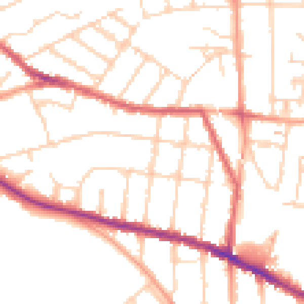 Daytime road noise heatmap for IP3 8EZ