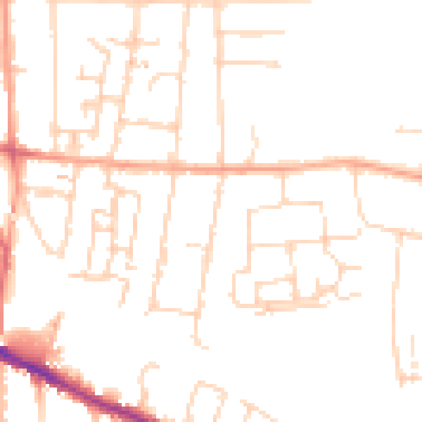 Daytime road noise heatmap for IP3 8JQ