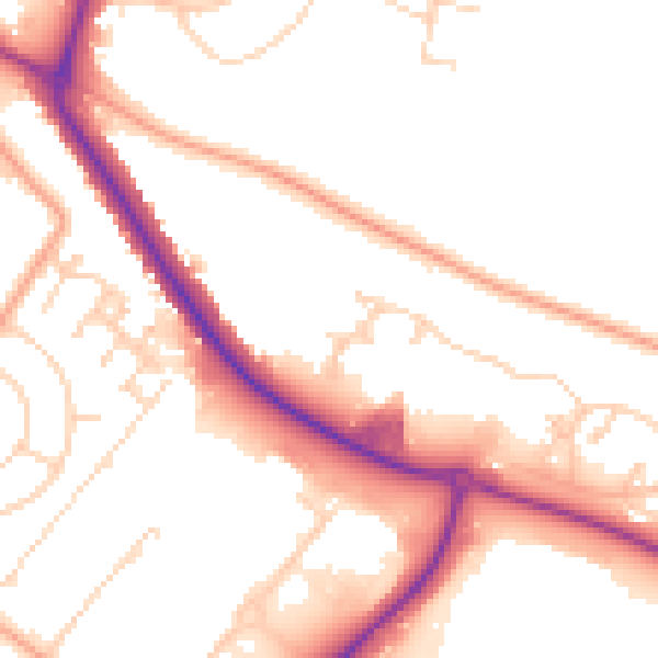 Daytime road noise heatmap for IP3 8UL