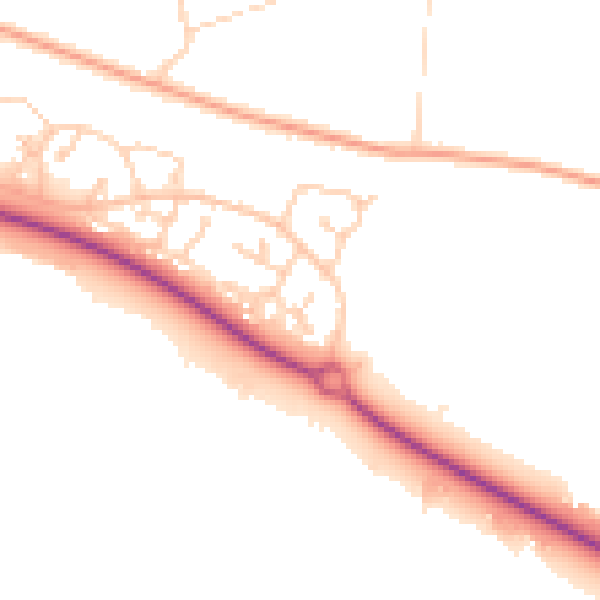 Daytime road noise heatmap for IP3 8UZ