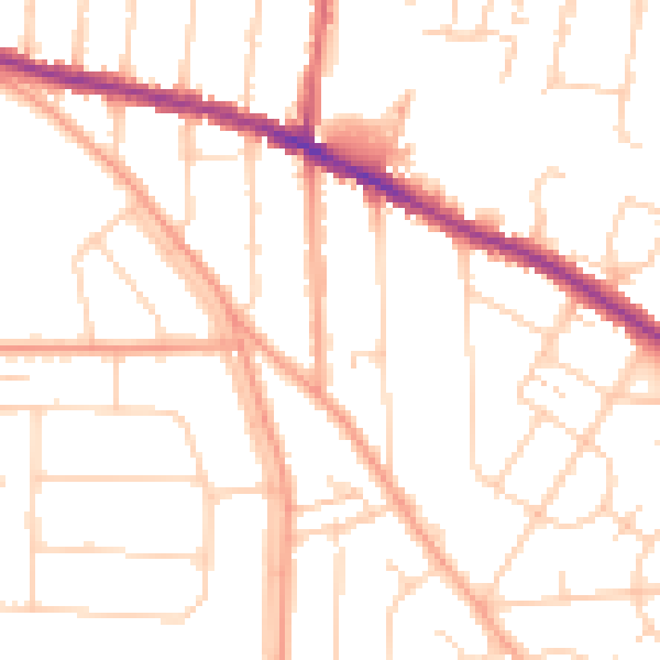 Daytime road noise heatmap for IP3 9AG