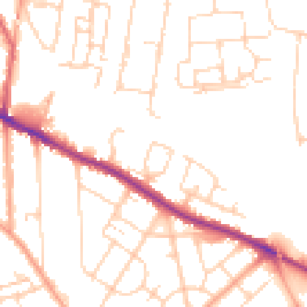 Daytime road noise heatmap for IP3 9BX