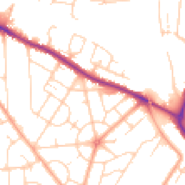 Daytime road noise heatmap for IP3 9DW