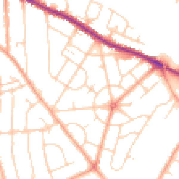 Daytime road noise heatmap for IP3 9DY