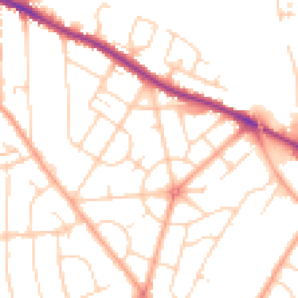 Daytime road noise heatmap for IP3 9EA